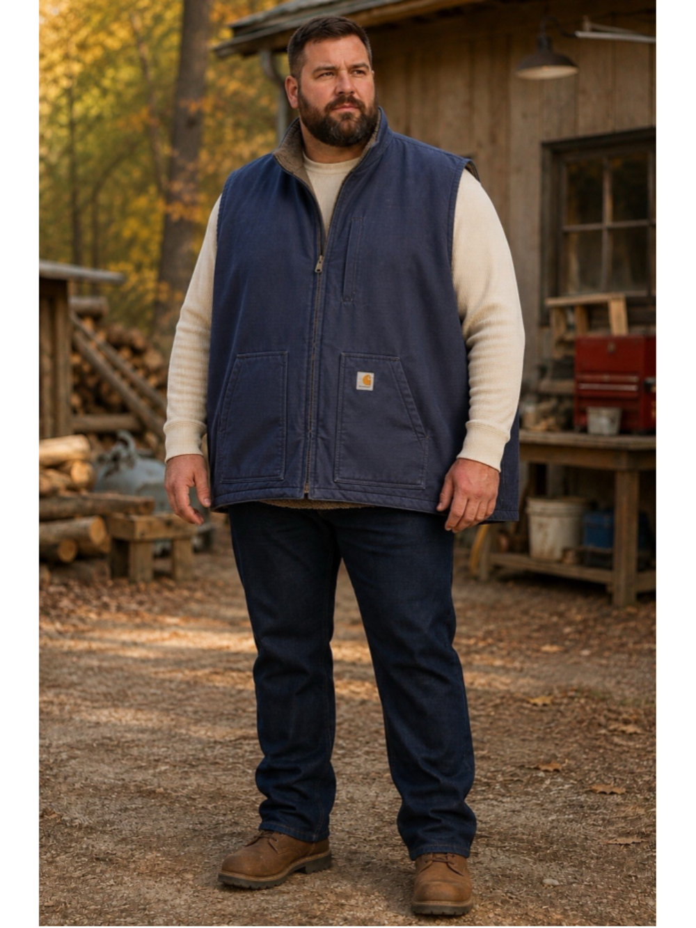 Carhartt Men’s 3XL Navy Loose Fit Sherpa Lined Duck Work Vest